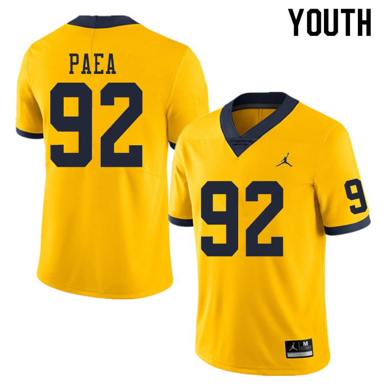 Youth #92 Phillip Paea Michigan Wolverines College Football Jerseys Sale-Yellow